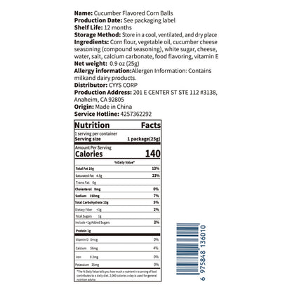 Corn Puffs - Cucumber Flavor